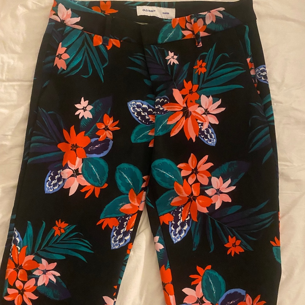 Old Navy Black Floral Harper Pants